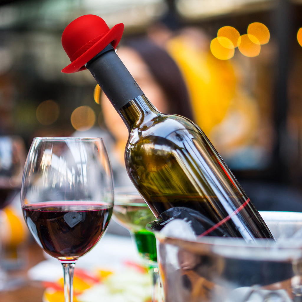 Bowler Silicone derby hat wine bottle stoppers set of 2 by Monkey gift for Stocking Stuffers - Business