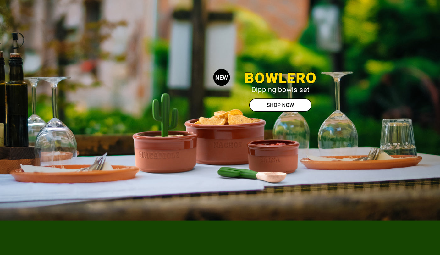 BOWLERO | Set for Mexican Dip. Monkey Business. A Terracotta Dipping Bowls Set that will add a rustic touch of Mexico to any dinner or party