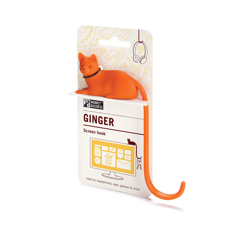 ginger cat screen hook for organitasion	cute monitour hook for holding small items by Monkey Business - gift pack