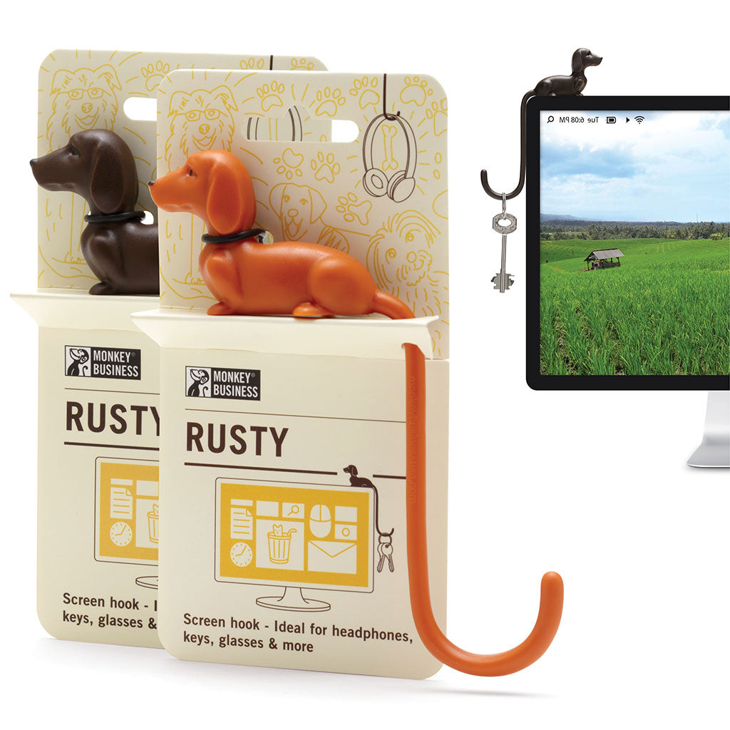 Dog Tail Screen Hook | Rusty -  Pack Of 2