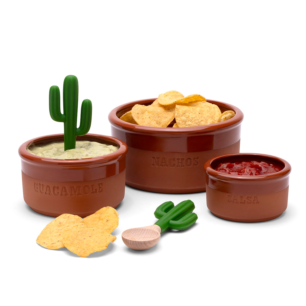 Mexican dip bowl set with holder – festive serveware