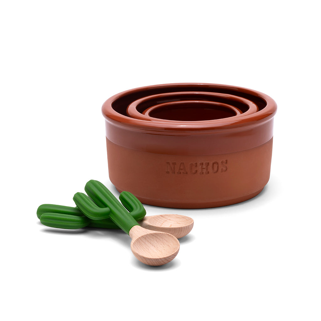 Bowlero terracotta dipping bowl set for guacamole and salsa by Monkey Business