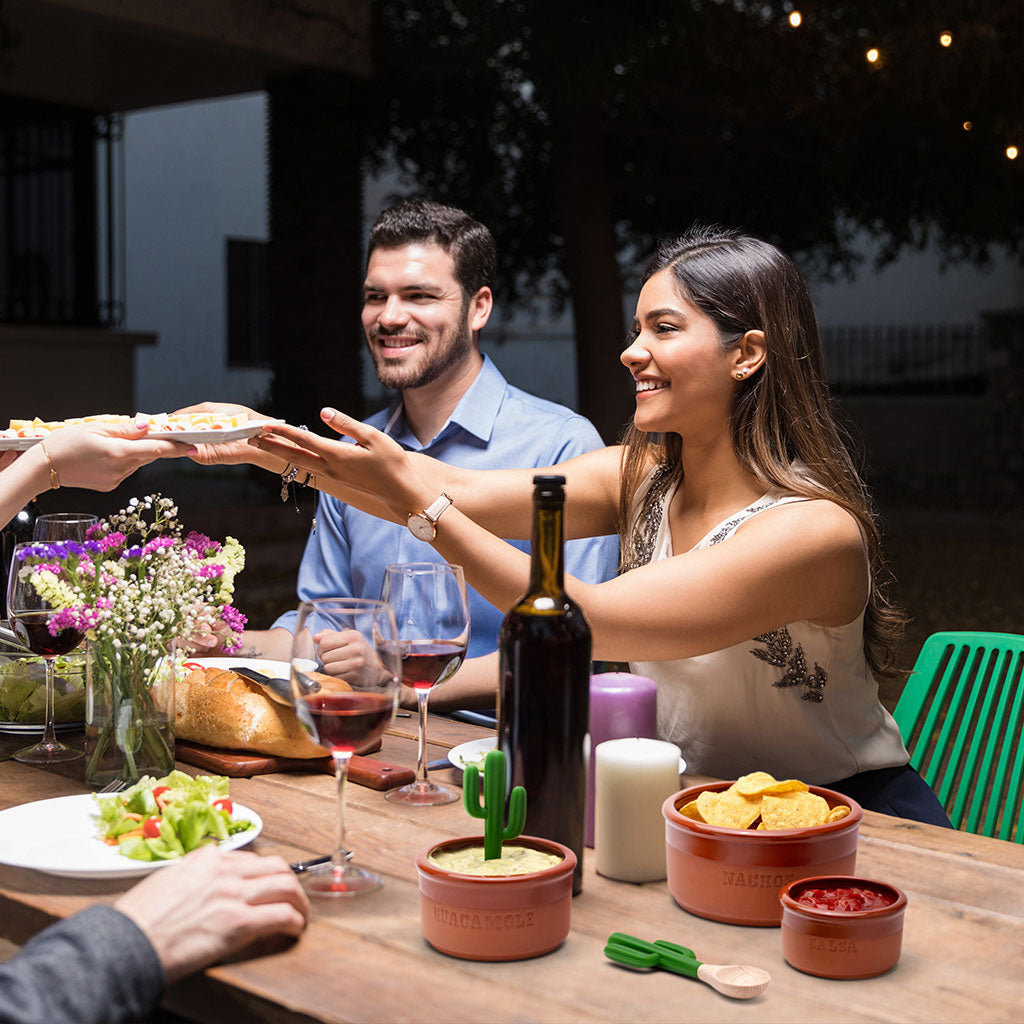 Mexican dip bowl set with holder – festive serveware