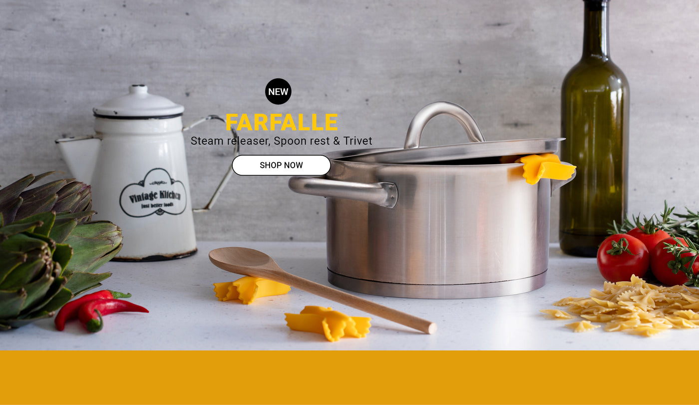 Farfalle | Steam releaser & trivet Pasta shaped silicone pieces for multiple uses while cooking Monkey Business