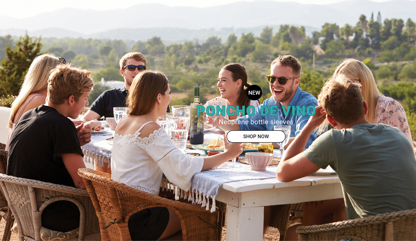 Wine Bottle Sleeves | Poncho De Vino. gift for wine lovers, wine bottle sleeves in vibrant poncho designs, designed to keep wine chilled and add fun to any table. 