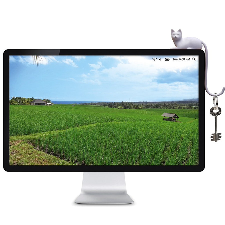 white cat - Cat Tail Hook For Computer Accessories | Ginger Monkey Business 