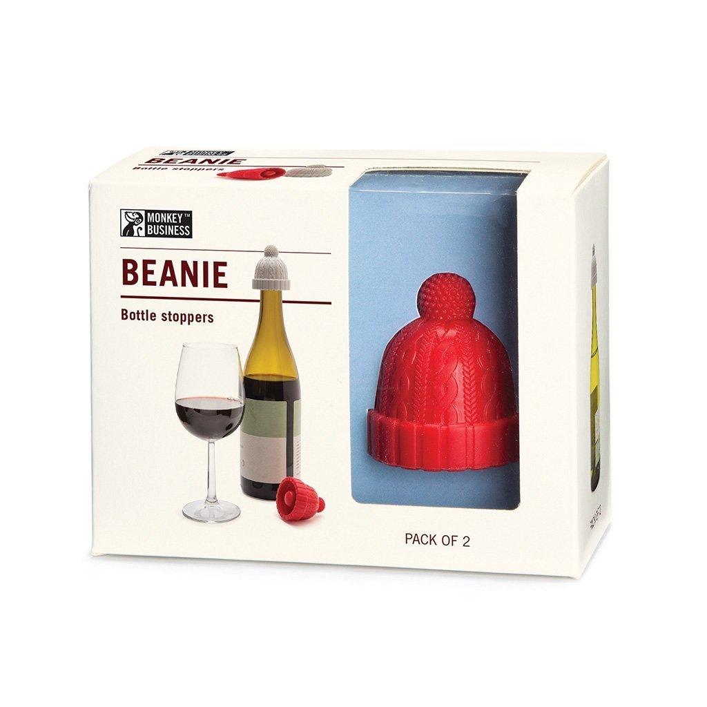 BEANIE  | Silicone Winter Hat Wine Bottle Stoppers  shaped like beanies - pack of 2 - Monkey Business - gift pack